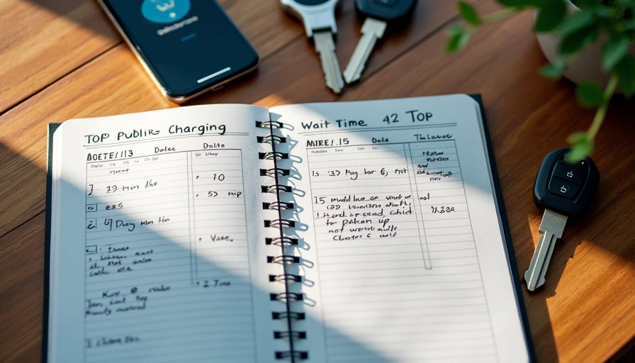 Handwritten public charging test log notebook with daily notes